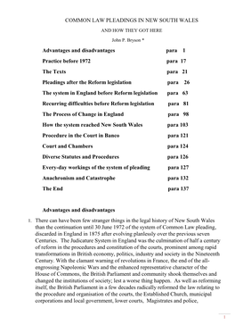 Common Law Pleadings in New South Wales