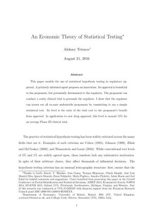 An Economic Theory of Statistical Testing∗