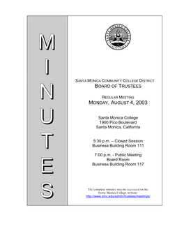 Minutes of the Board of Trustees Meeting
