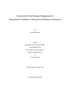Framework for the Strategic Management of Dimensional Variability of Structures in Modular Construction
