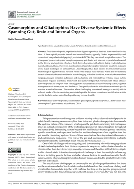 Casomorphins and Gliadorphins Have Diverse Systemic Effects Spanning Gut, Brain and Internal Organs