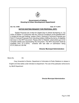 Page 1 of 62 NOTICE INVITING REQUEST for PROPOSAL (RFP)