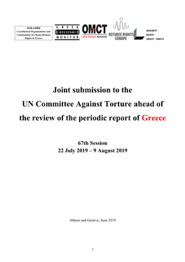Joint Submission to the UN Committee Against Torture Ahead of the Review of the Periodic Report of Greece