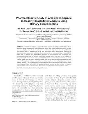 Pharmacokinetic Study of Amoxicillin Capsule in Healthy Bangladeshi Subjects Using Urinary Excretion Data