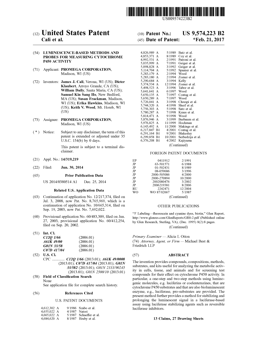 (12) United States Patent (10) Patent No.: US 9,574.223 B2 Cali Et Al