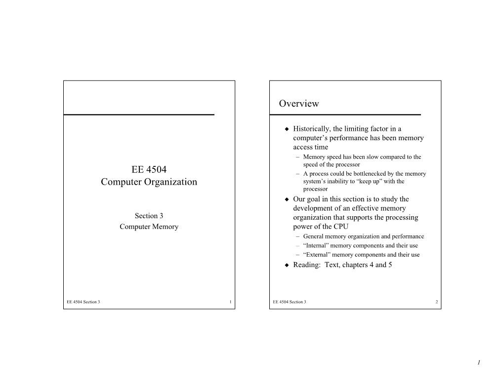 EE 4504 Computer Organization Overview