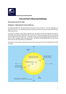 Pete and Paul's Observing Challenges