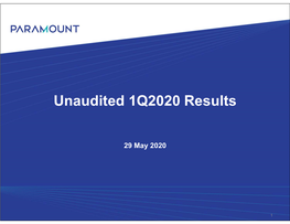 Unaudited 1Q2020 Results