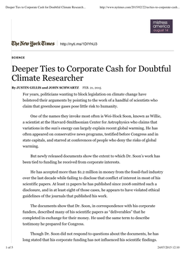Deeper Ties to Corporate Cash for Doubtful Climate Research