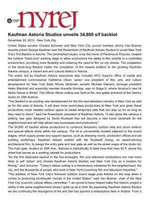 Kaufman Astoria Studios Unveils 34800 S/F Backlot