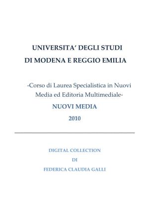 Universita' Degli Studi Di Modena E Reggio Emilia