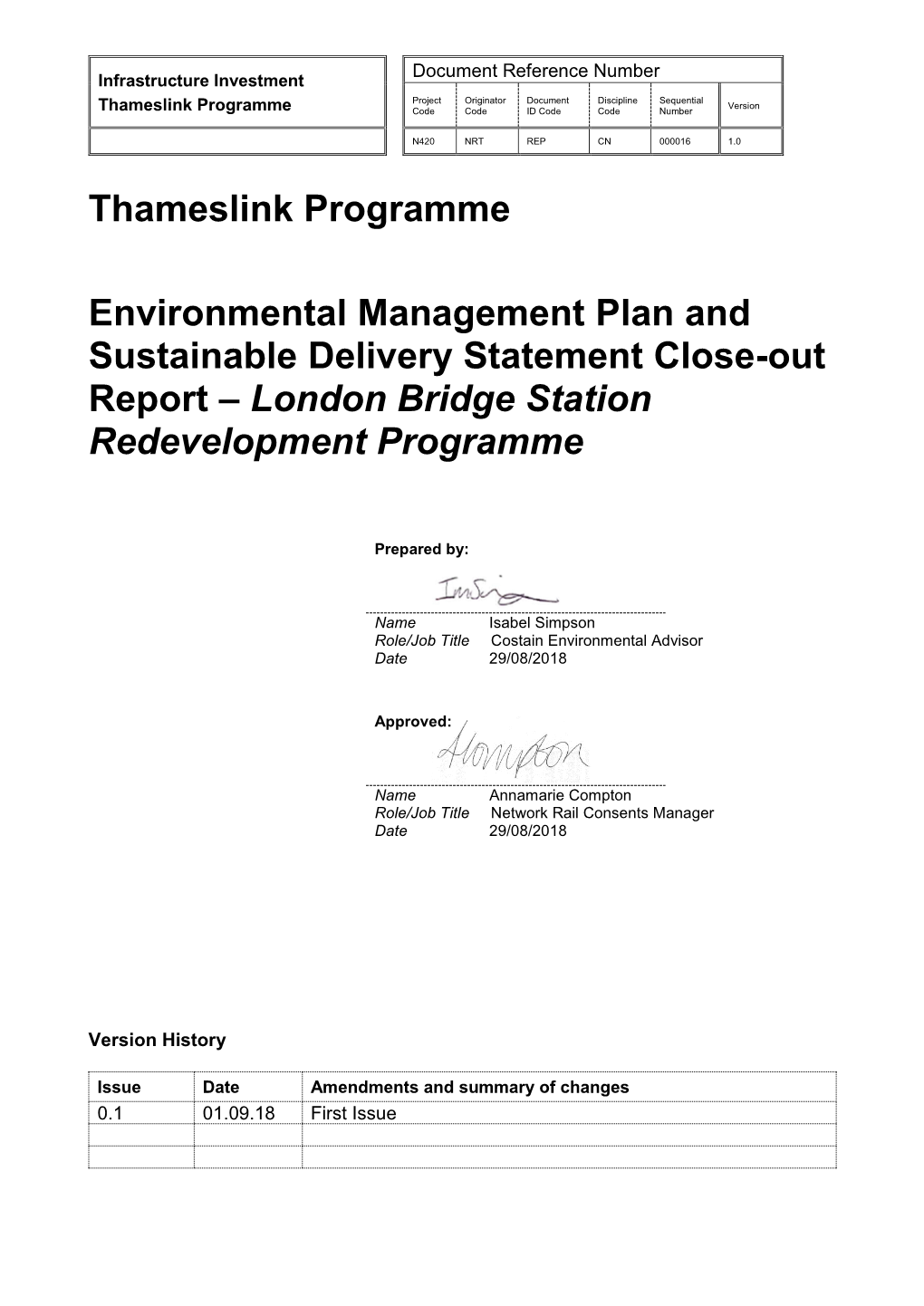 Thameslink Programme Environmental Management Plan