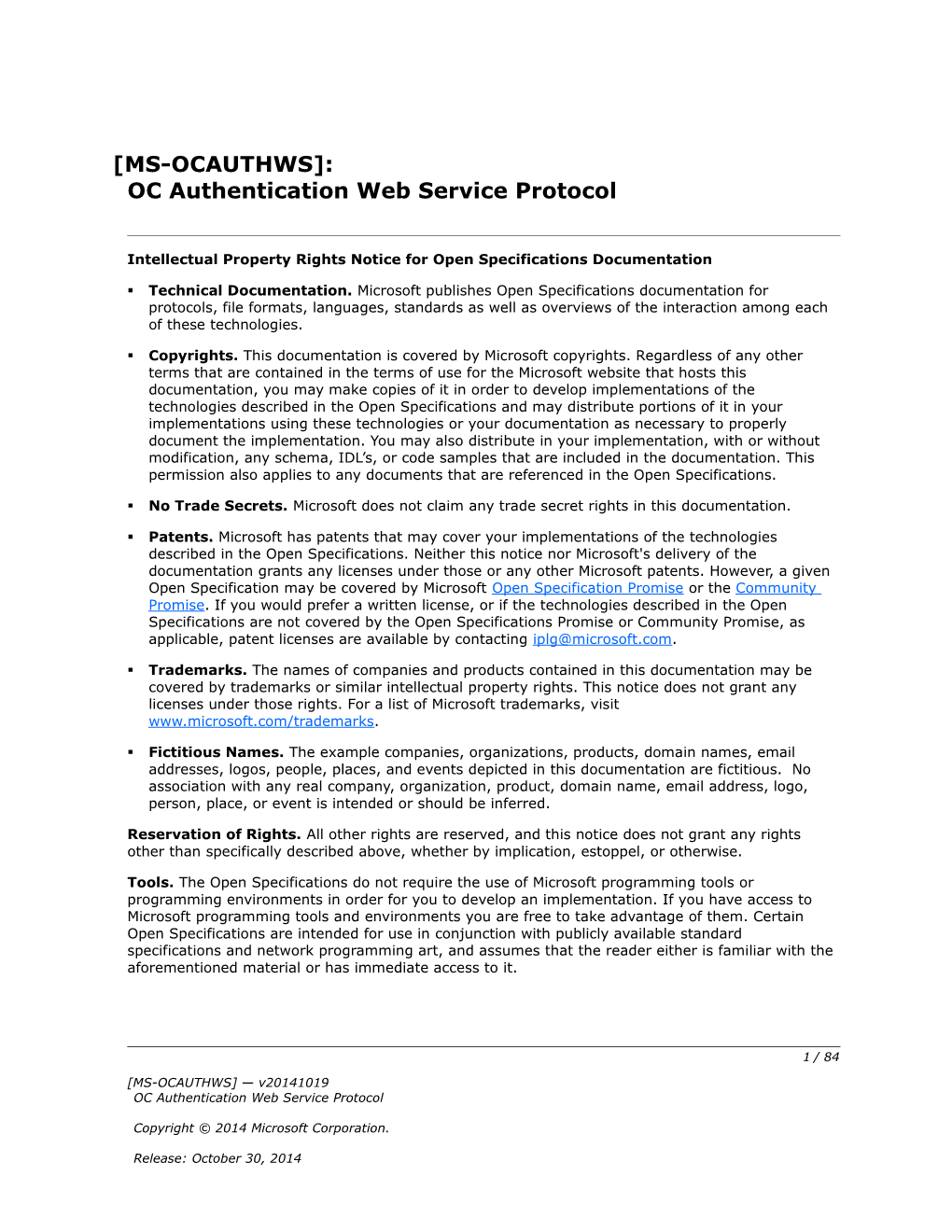 Intellectual Property Rights Notice for Open Specifications Documentation s64