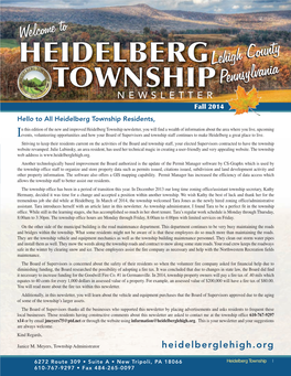 2014 Heidelberg Township Newsletter