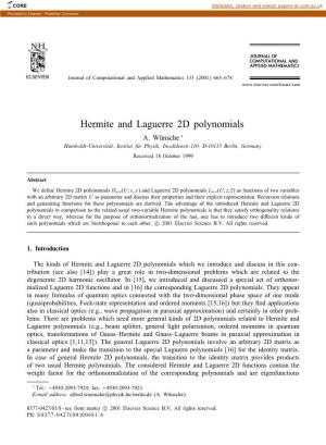 Hermite and Laguerre 2D Polynomials A