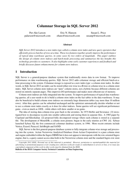 Columnar Storage in SQL Server 2012