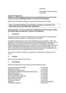 HIW/18/46 Public Rights of Way Committee 5 July 2018 Schedule