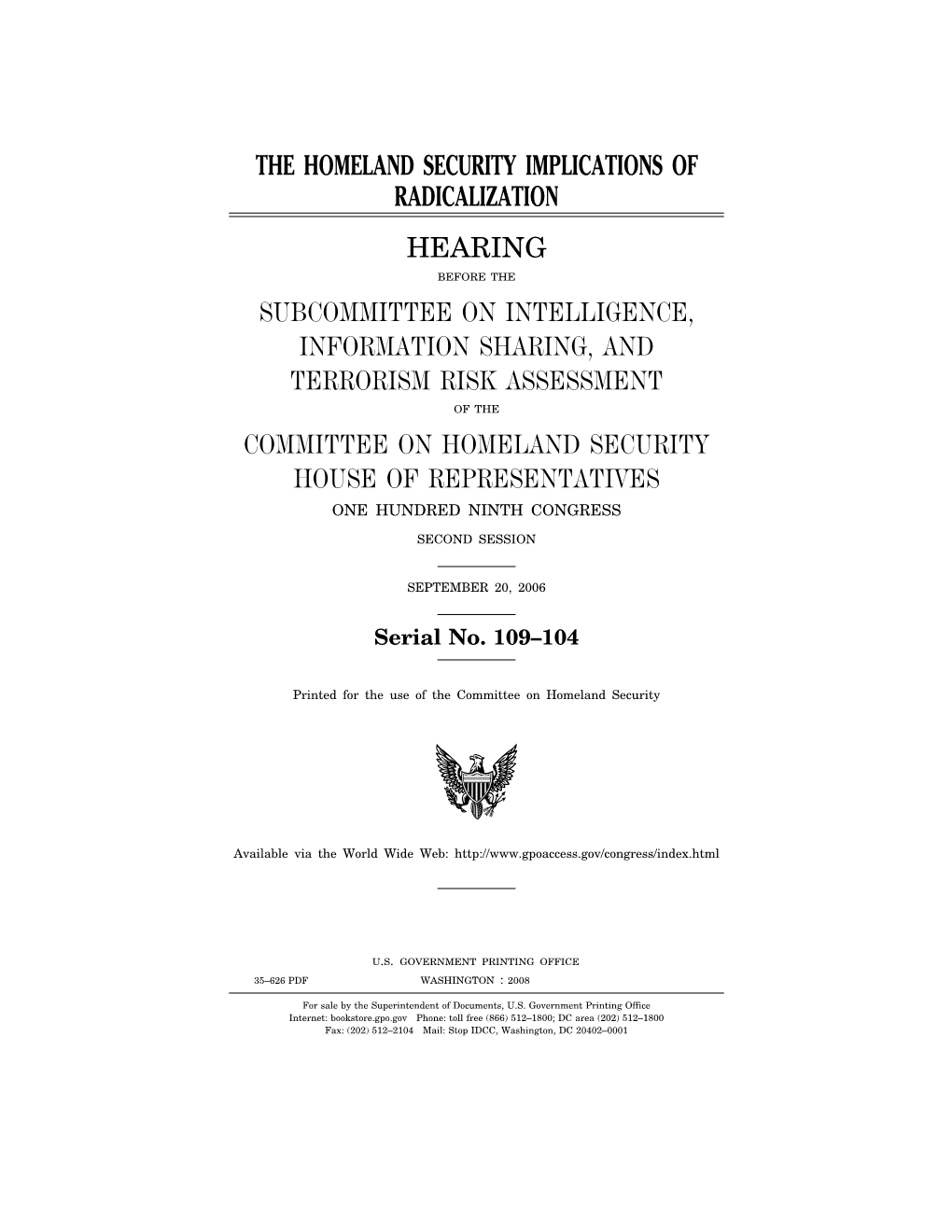 Homeland Security Implications of Radicalization