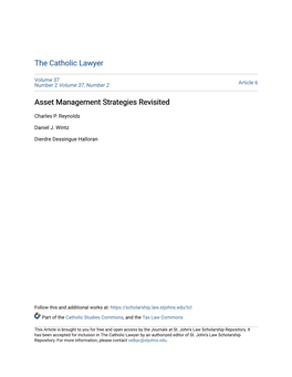 Asset Management Strategies Revisited