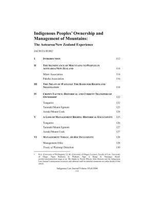 Indigenous Peoples' Ownership and Management of Mountains