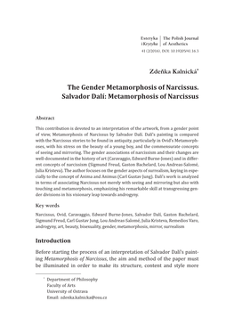 The Gender Metamorphosis of Narcissus. Salvador Dalí: Metamorphosis of Narcissus