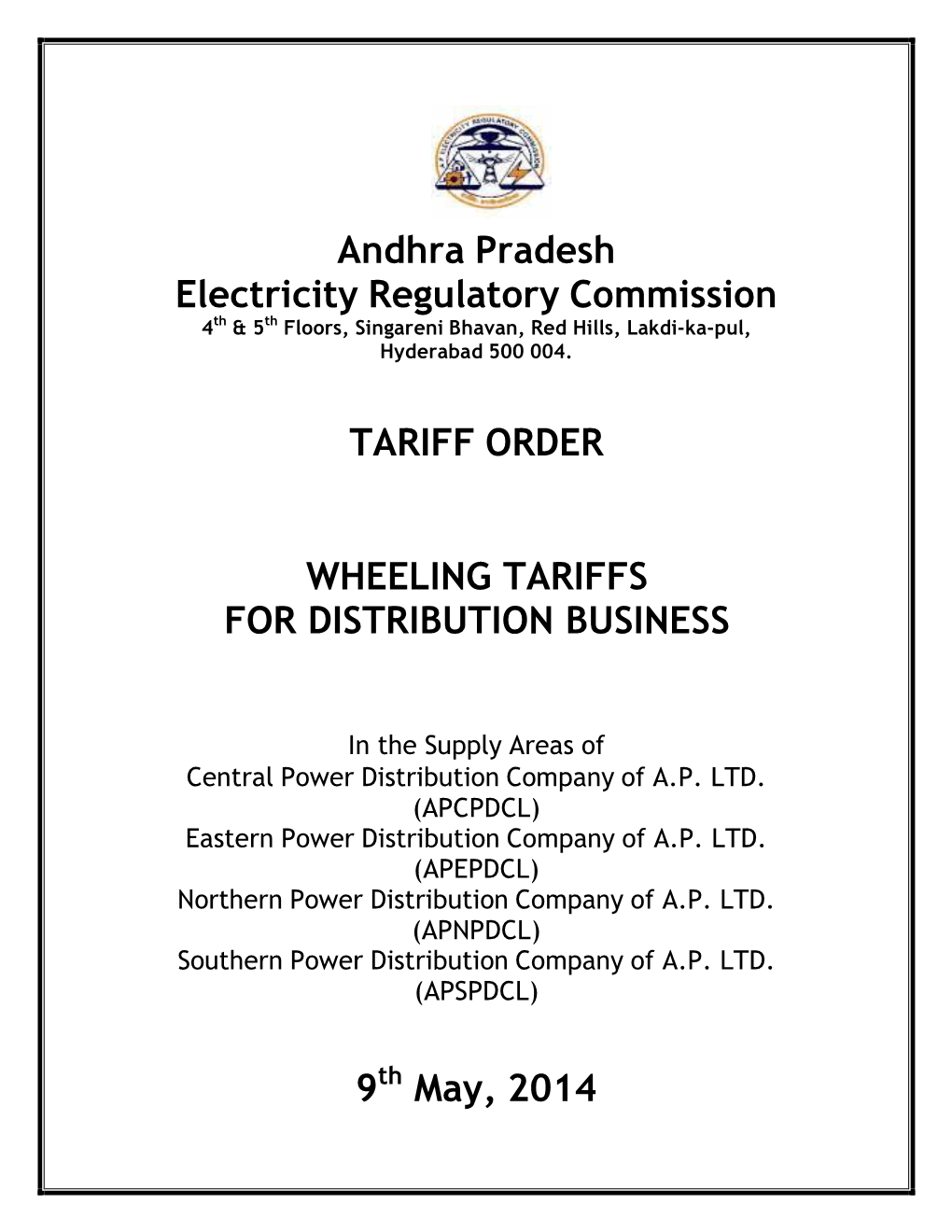 Andhra Pradesh Electricity Regulatory Commission TARIFF ORDER