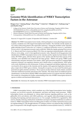 Genome-Wide Identification of WRKY Transcription Factors in the Asteranae