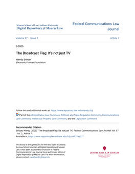 The Broadcast Flag: It's Not Just TV