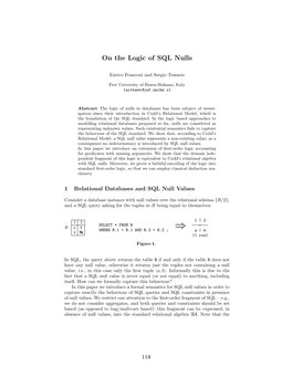 On the Logic of SQL Nulls