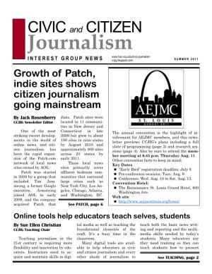 SUMMER 2011 Ccjig.Blogspot.Com Growth of Patch, Indie Sites Shows Citizen Journalism Going Mainstream