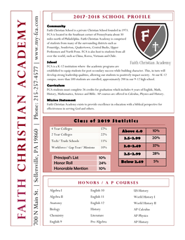 FCA School Profile 2019
