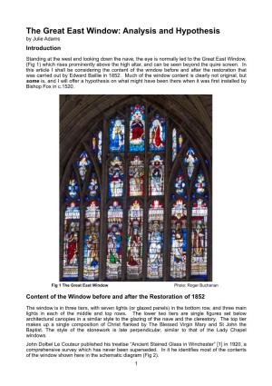 The Great East Window: Analysis and Hypothesis by Julie Adams Introduction