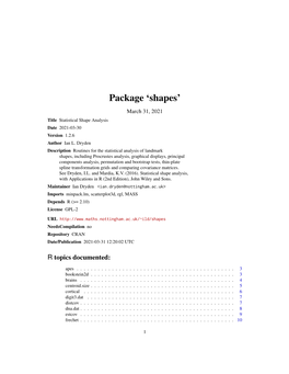 Package 'Shapes'