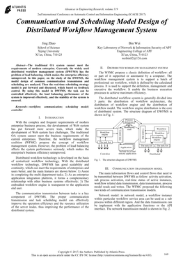 Communication and Scheduling Model Design of Distributed Workflow Management System