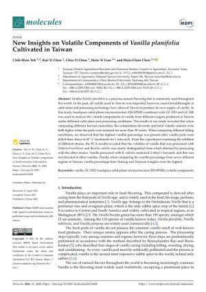 New Insights on Volatile Components of Vanilla Planifolia Cultivated in Taiwan
