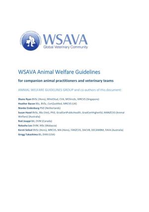 WSAVA Animal Welfare Guidelines for Companion Animal Practitioners and Veterinary Teams