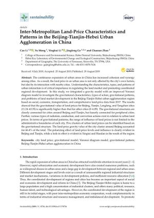 Inter-Metropolitan Land-Price Characteristics and Patterns in the Beijing-Tianjin-Hebei Urban Agglomeration in China