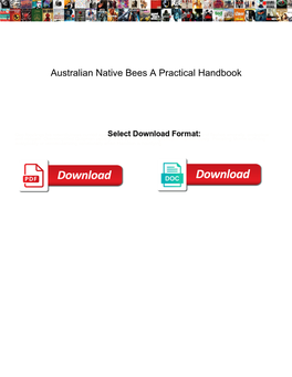 Australian Native Bees a Practical Handbook