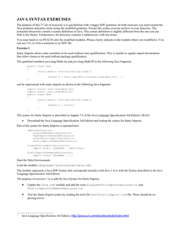 JAVA SYNTAX EXERCISES the Purpose of This 2Nd Set of Exercises Is to Get Familiar with a Bigger SDF Grammar