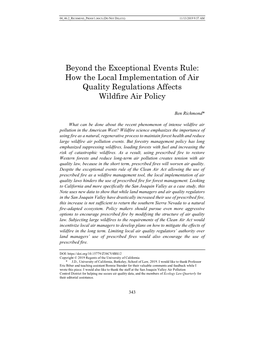 Beyond the Exceptional Events Rule: How the Local Implementation of Air Quality Regulations Affects Wildfire Air Policy