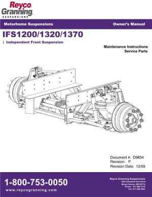IFS1200/1320/1370 | Independent Front Suspension Maintenance Instructions Service Parts
