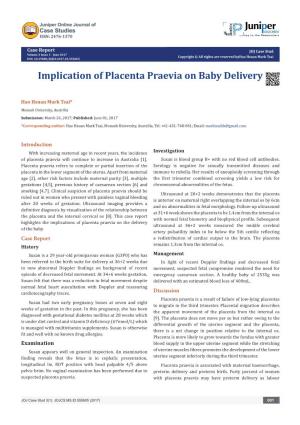 Implication of Placenta Praevia on Baby Delivery