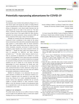 Potentially Repurposing Adamantanes for COVID‐19