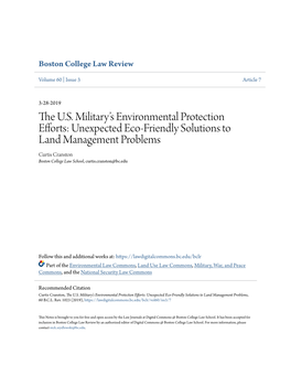 The U.S. Military's Environmental Protection Efforts