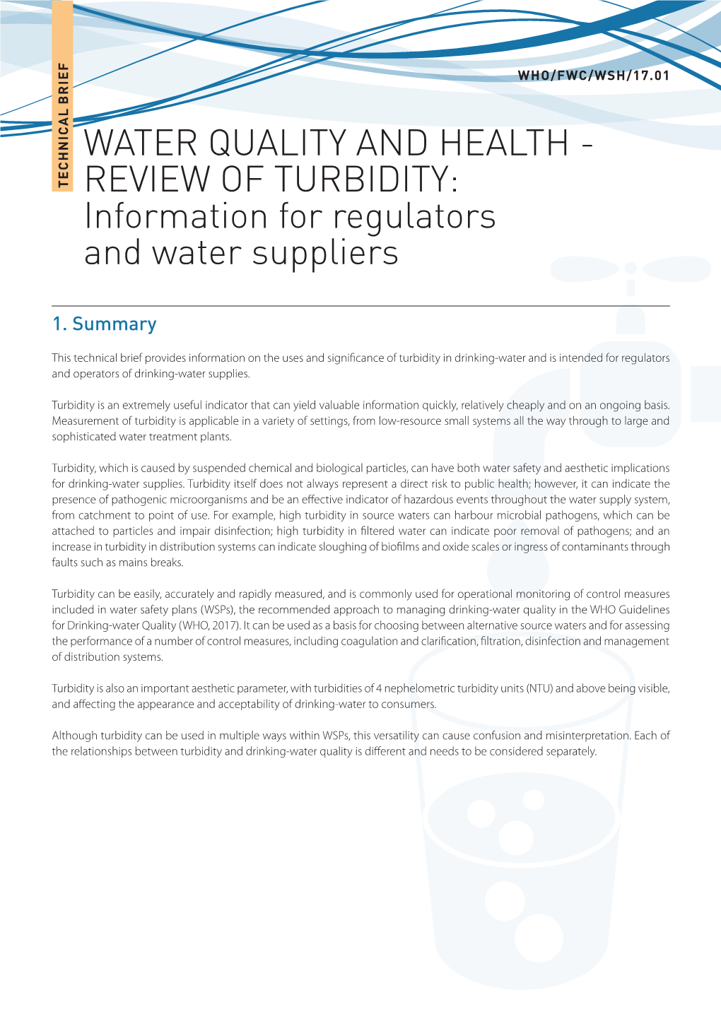 REVIEW of TURBIDITY: Information for Regulators and Water Suppliers