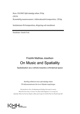 On Music and Spatiality