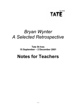Bryan Wynter a Selected Retrospective