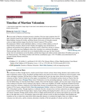 PSRD: Timeline of Martian Volcanism