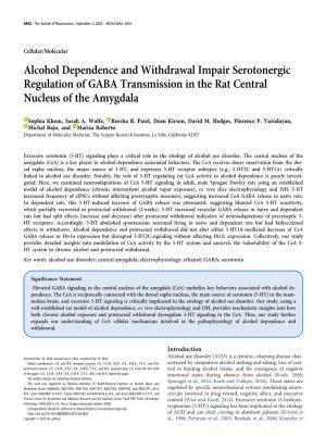 Alcohol Dependence and Withdrawal Impair Serotonergic Regulation of GABA Transmission in the Rat Central Nucleus of the Amygdala