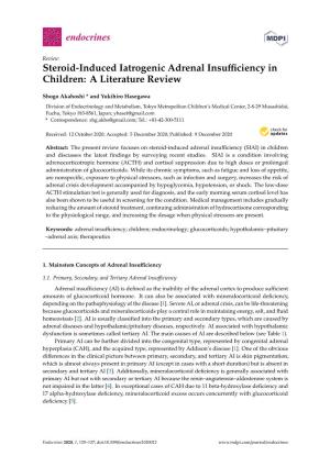 Steroid-Induced Iatrogenic Adrenal Insufficiency in Children